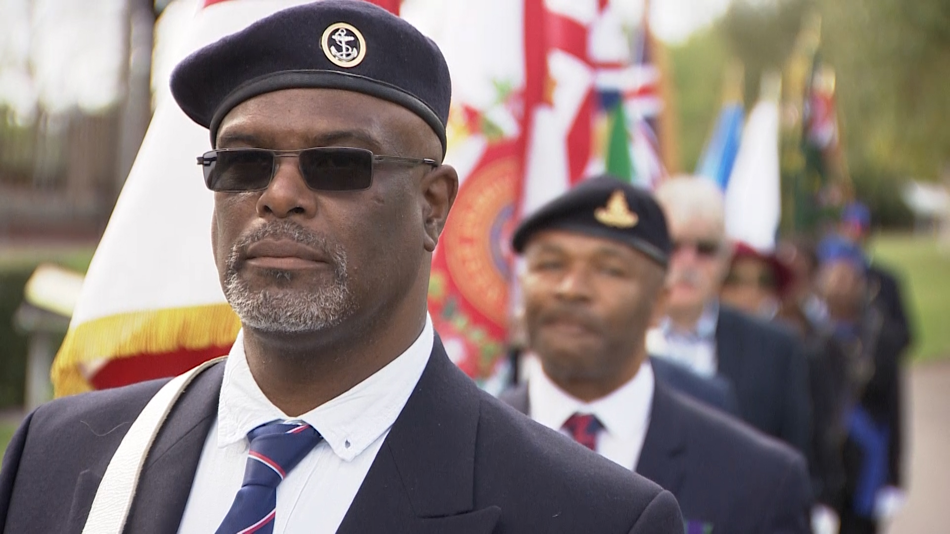 National Caribbean Monument Charity National Memorial Arboretum standard bearers CREDIT BFBS