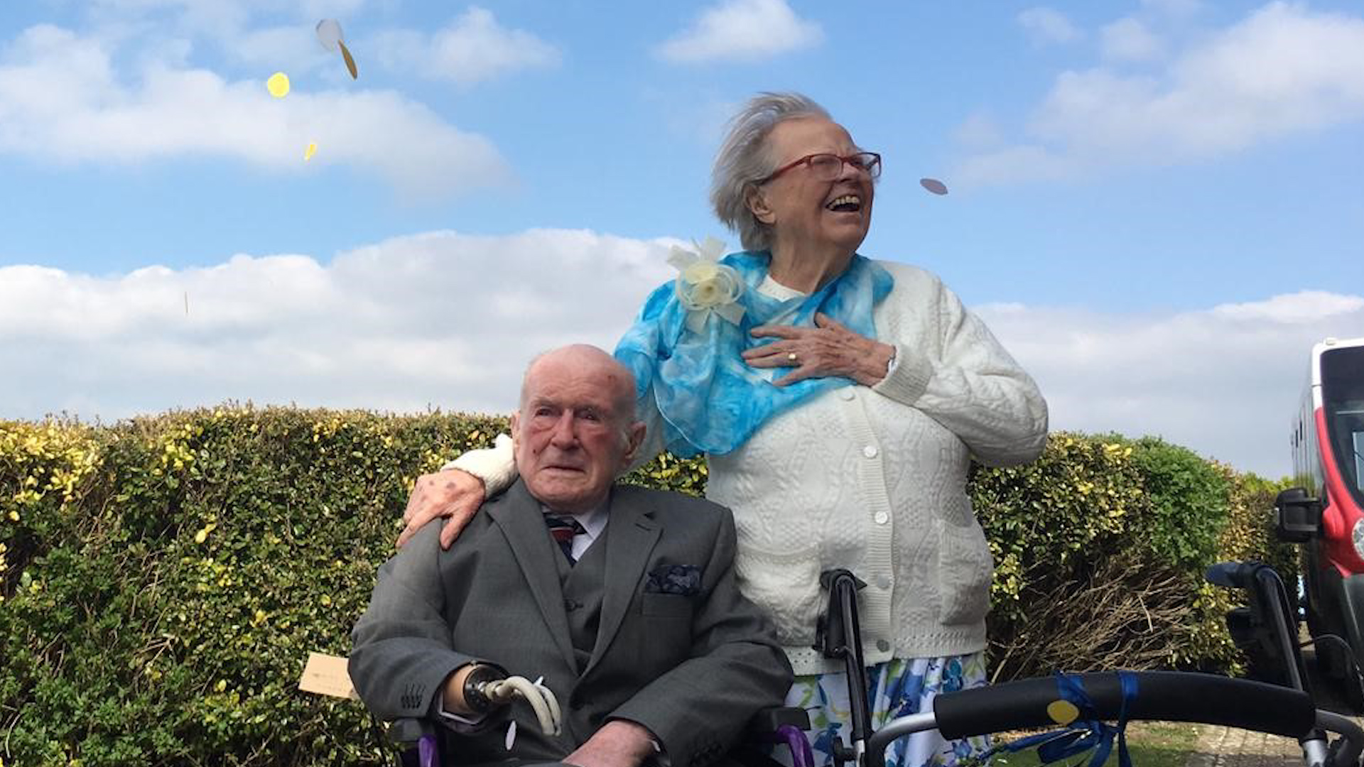 Peter Van Zeller and Nancy Bowstead celebrating their love (Picture: Blind Veterans UK).