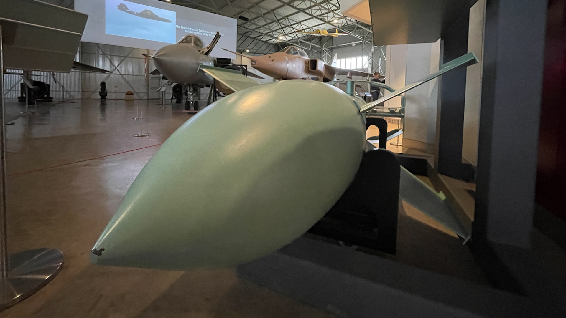 A bomb on display at the National Museum Flight