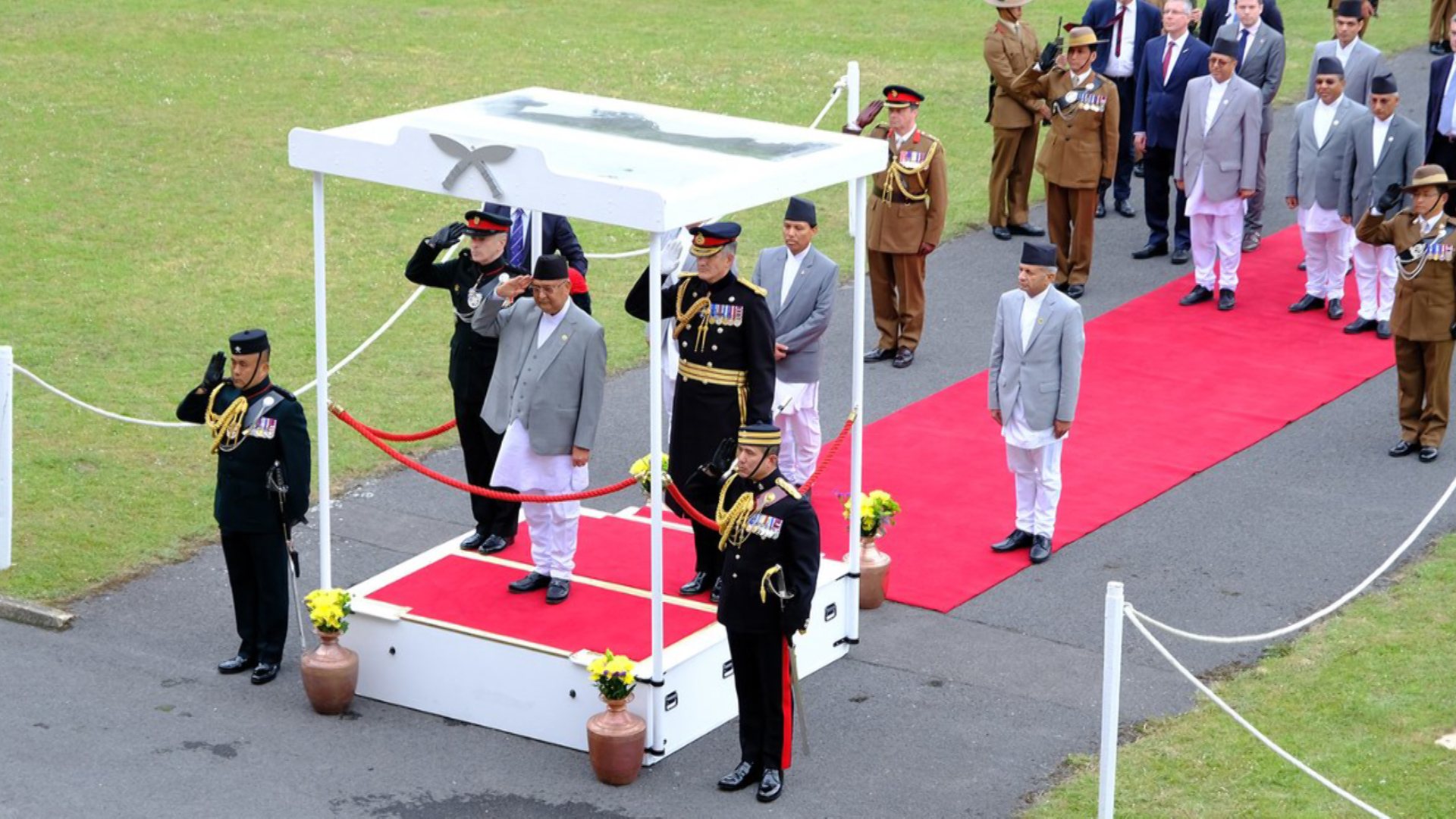Nepal's PM visits Brigade of Gurkhas (Picture: Gurkha Brigade/Twitter).