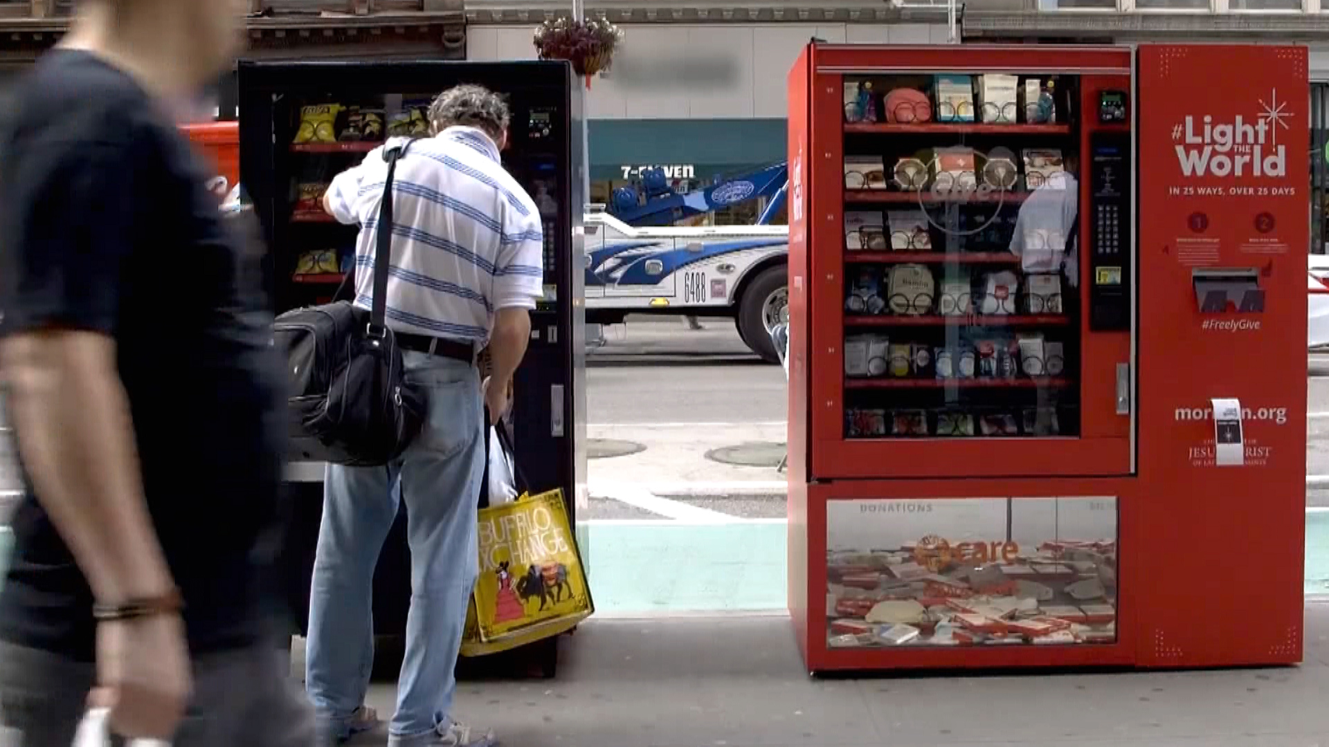 'Light the World' charity vending machine in New York City