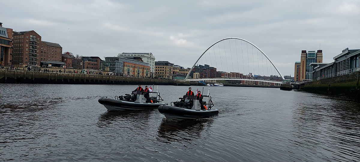 New RHIBs belonging to HMS Calliope, in the River Tyne, which are set to be used to train Royal Navy reservists