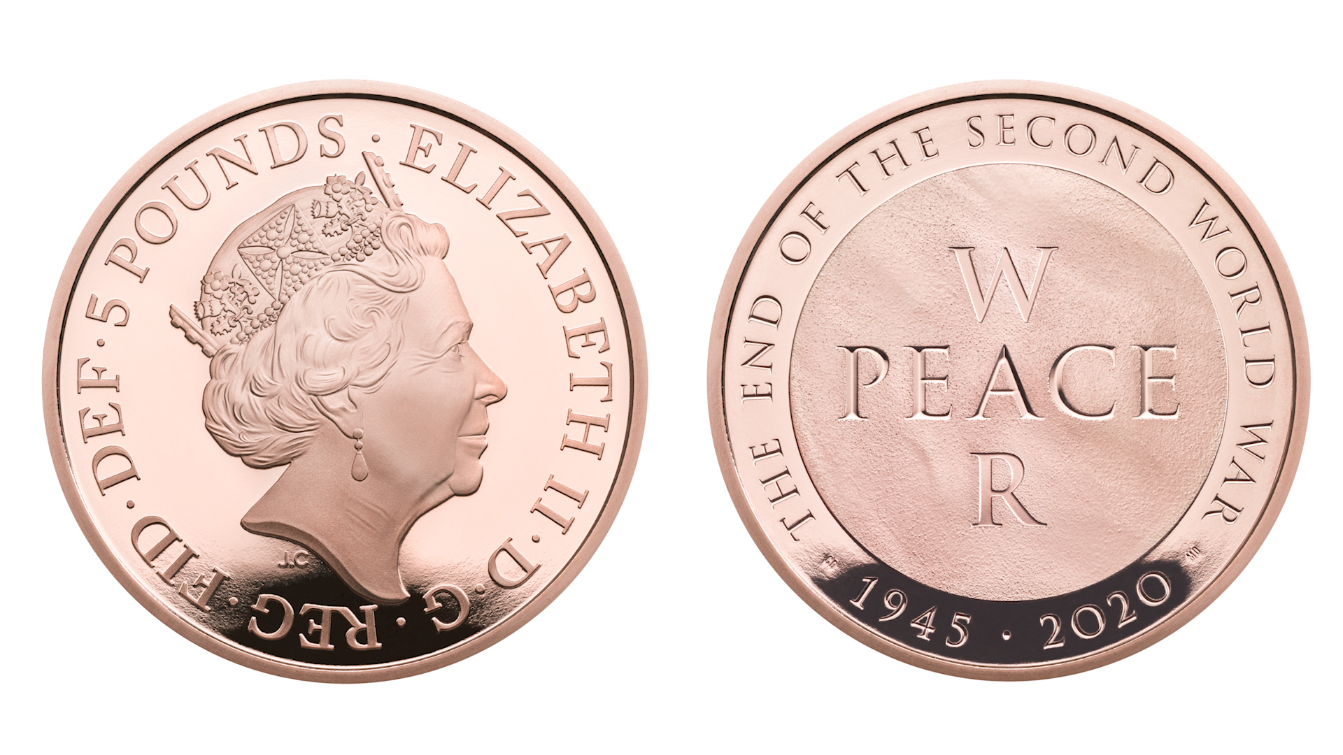 New five-pound coin for end of WWII anniversary gold composite