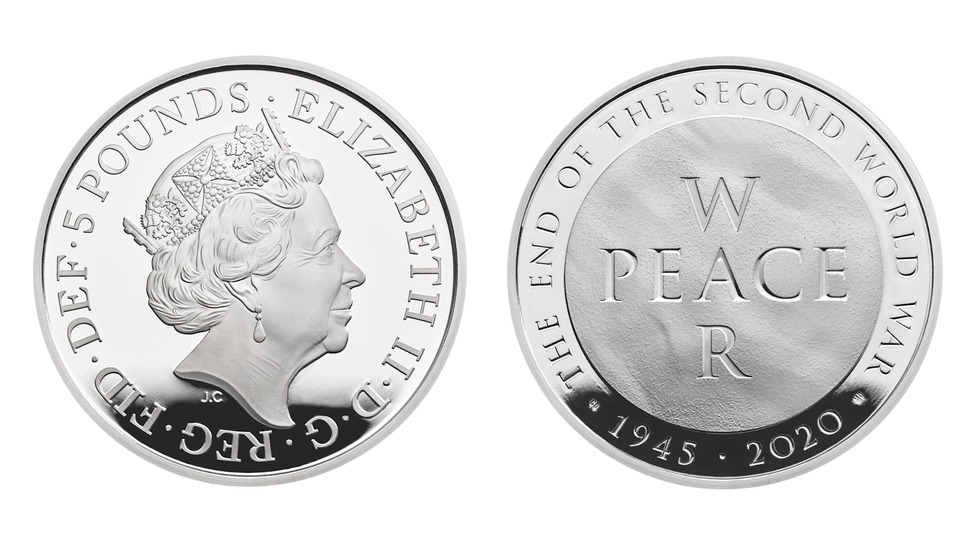 New five-pound coin for end of WWII anniversary silver composite