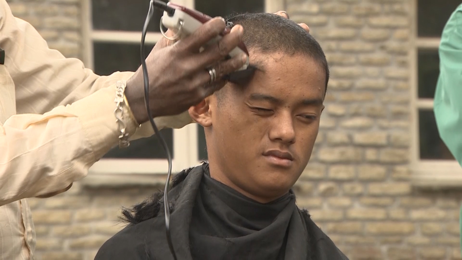 New recruit's hair are cut in Pokhara, Nepal