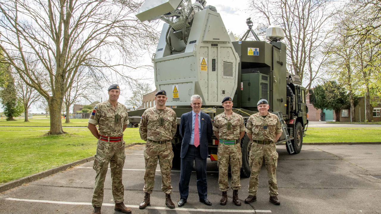 The Minister for Defence Procurement James Cartlidge has seen how the new Radio Frequency Directed Energy Weapon is being developed (Picture: MOD)