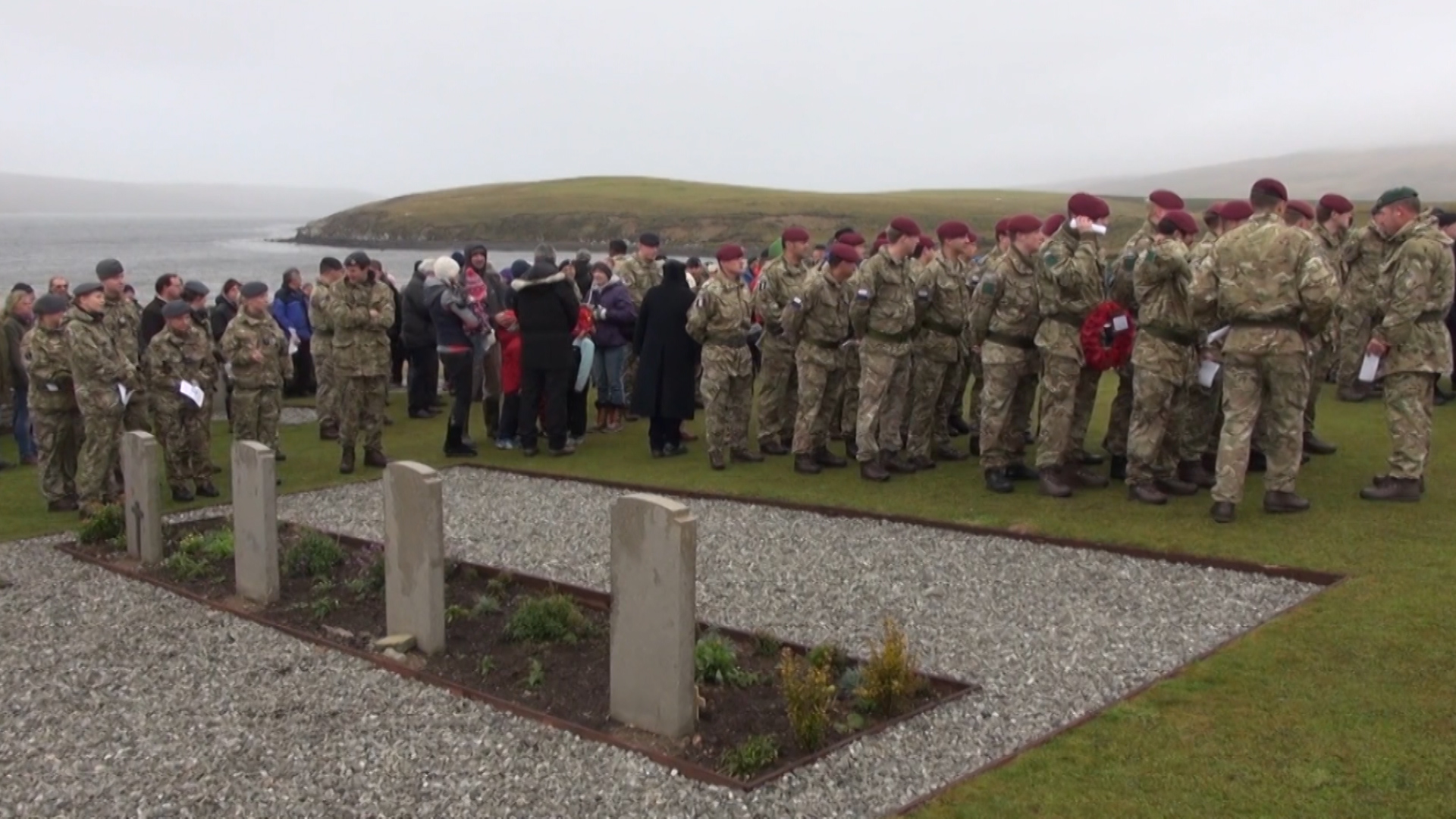 Falkland Islands 35th anniversary ceremony of troops landing