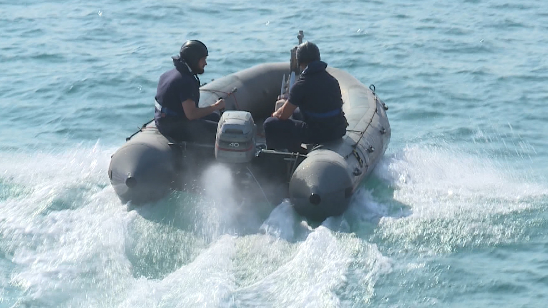 HMS Blyth inflatable boat heads out