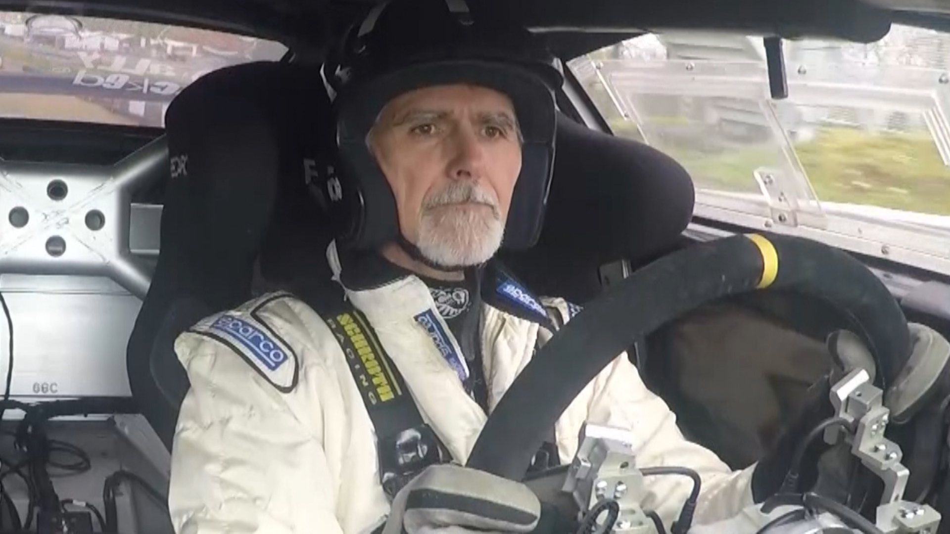 Damon Hill testing new Team BRIT disabled steering wheel