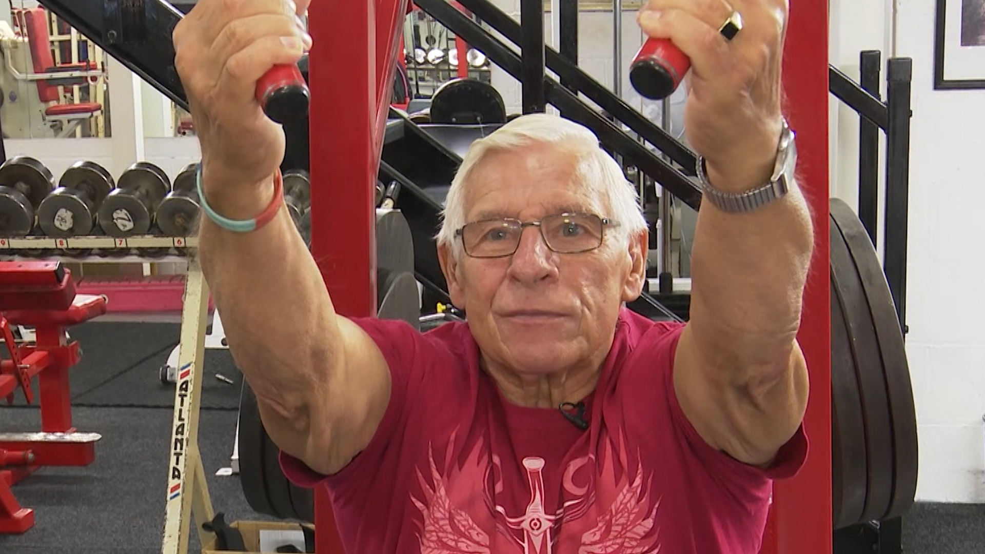 80-year-old veteran an bodybuilder Brian House still works out at his gym in York