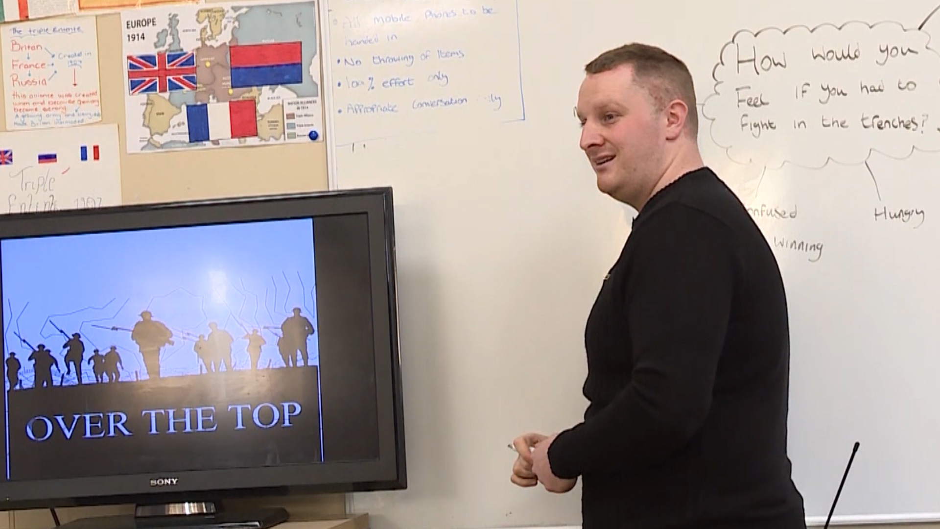 First World War history teacher Ryan Curran giving lesson