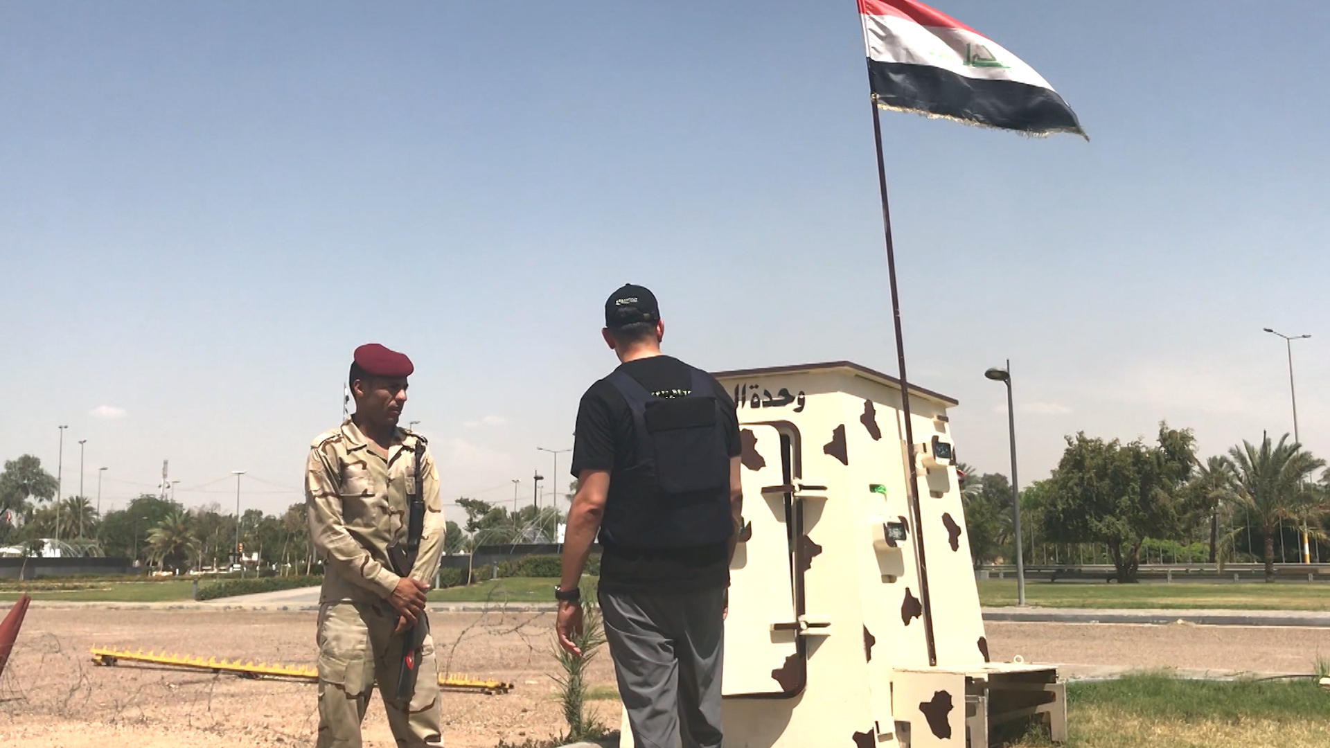 Former soldier Jordan Wylie visits guard post in Iraq