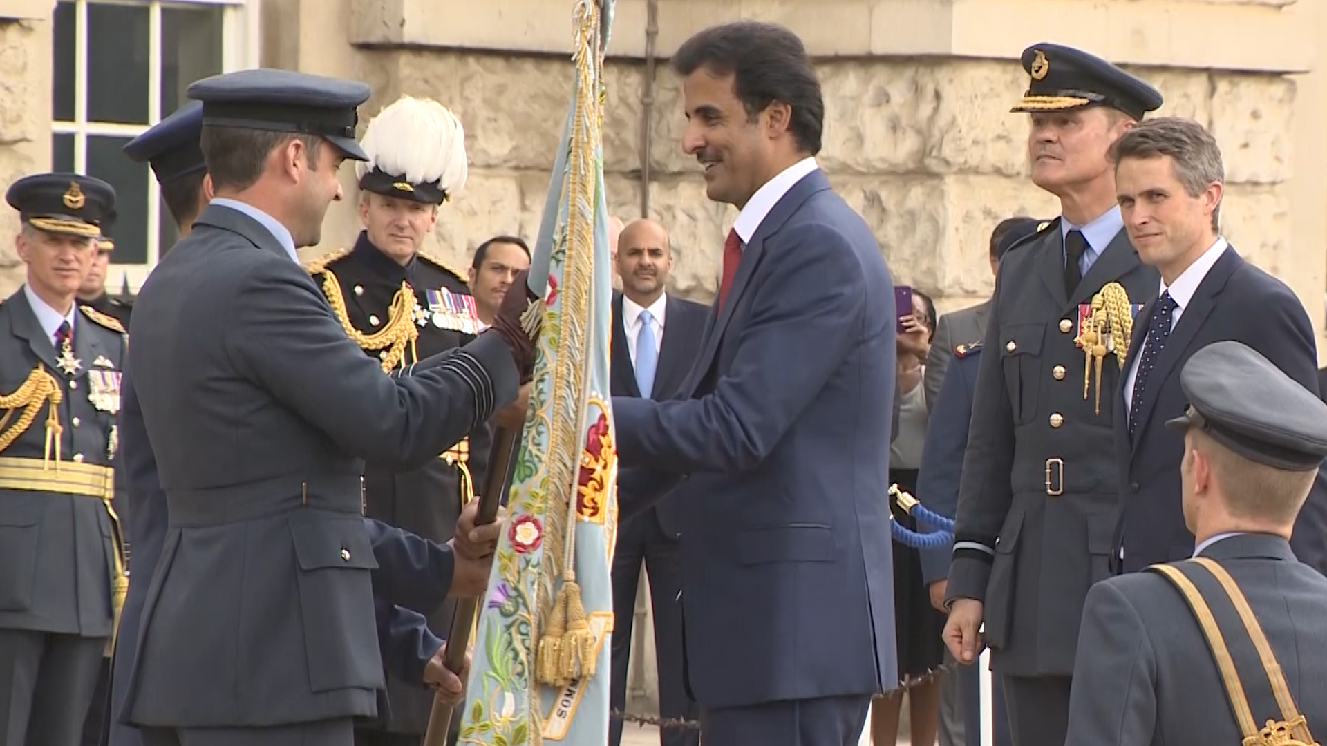 Emir of Qatar at standing up ceremony for joint UK-Qatar Typhoon Squadron
