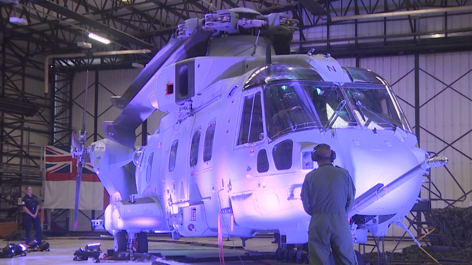 Folded rotors of new Commando Merlin Mk4 helicopter