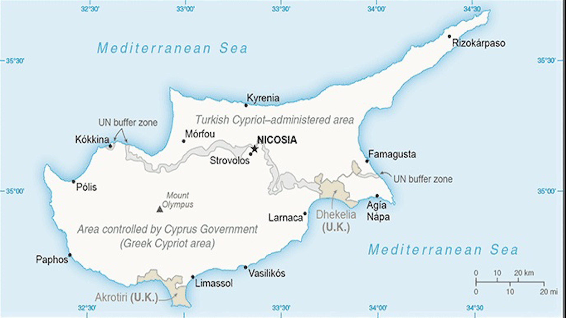 Map showing the division of Cyprus (Picture: BFBS).