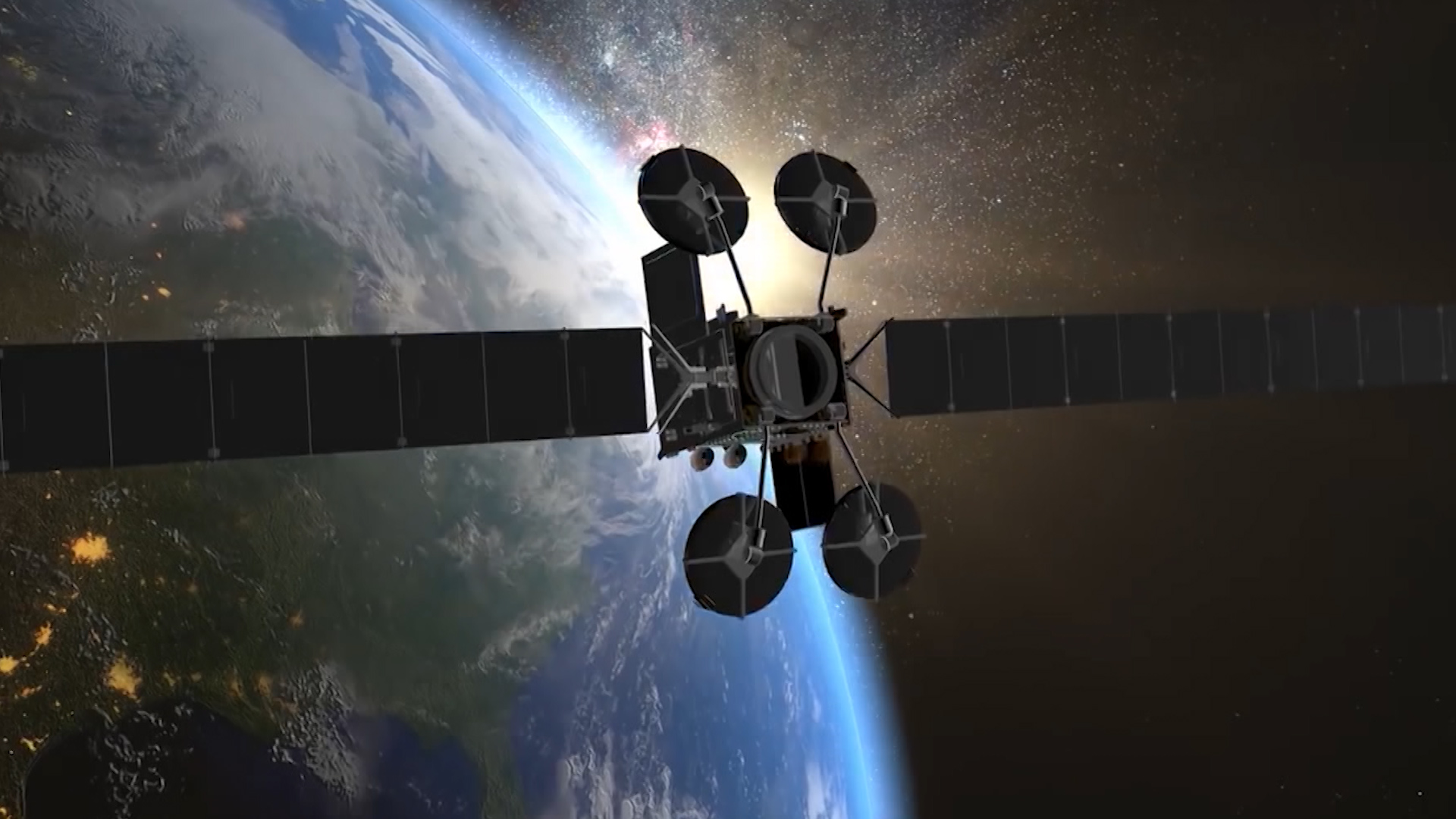 CGI image of satellite in orbit