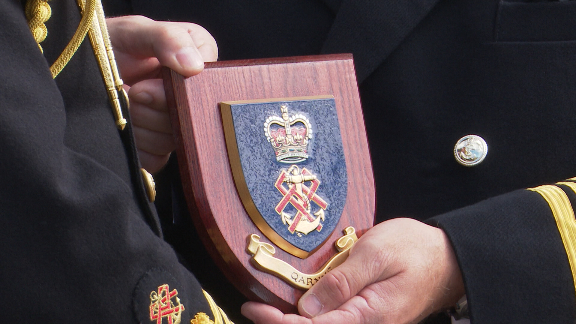 QARNNS plaque presented to HMS Victory