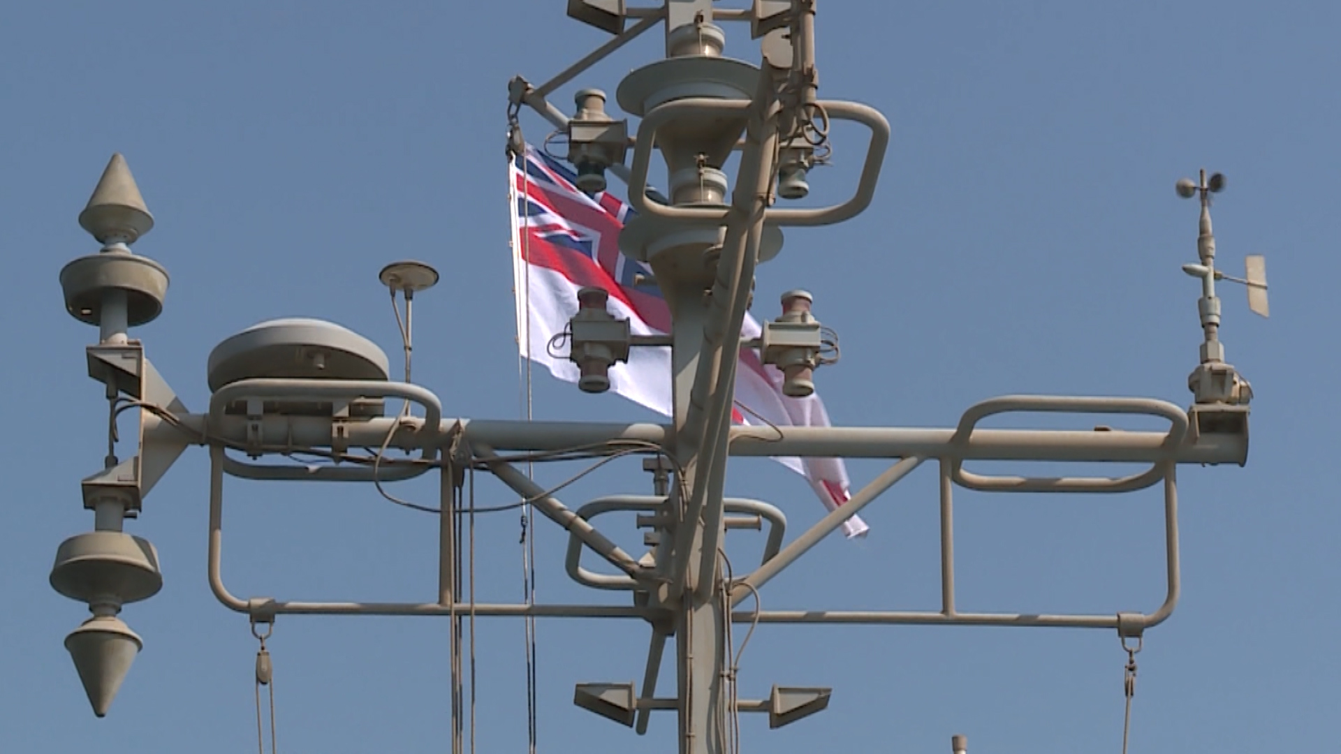 Royal Navy White Ensign Flag on HMS Blyth