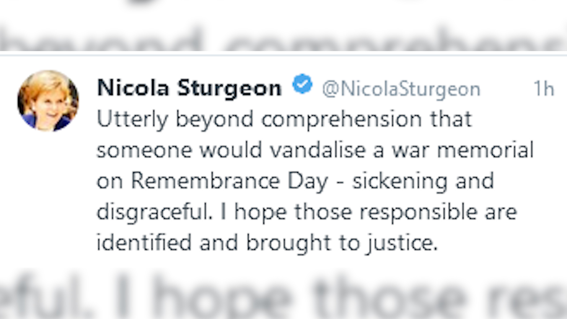 Nicola Sturgeon response to memorial vandalism 14112022 CREDIT Nicola Sturgeon Twitter