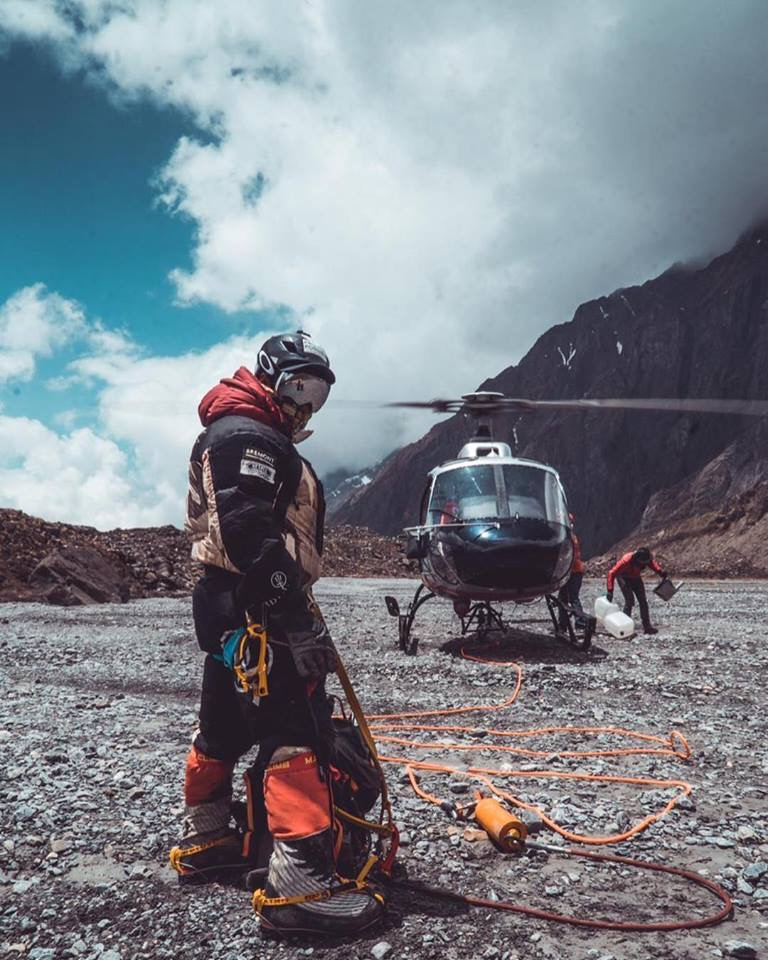 Nims carried out what's known as a long-line rescue to recover an injured climber from an area where the helicopter was unable to land (Picture: Alit Gurung)