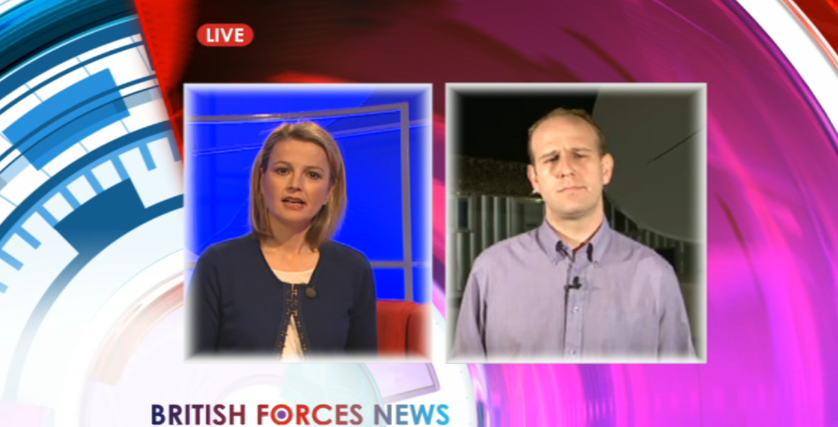 British Forces News Kate Gerbeau James Hirst Live 2 Way Camp Bastion Afghanistan 2010 Credit: BFBS