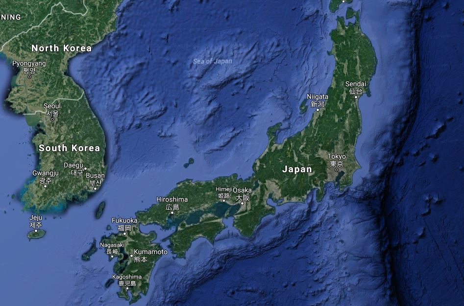 Korean Peninsula & Japan (Google)