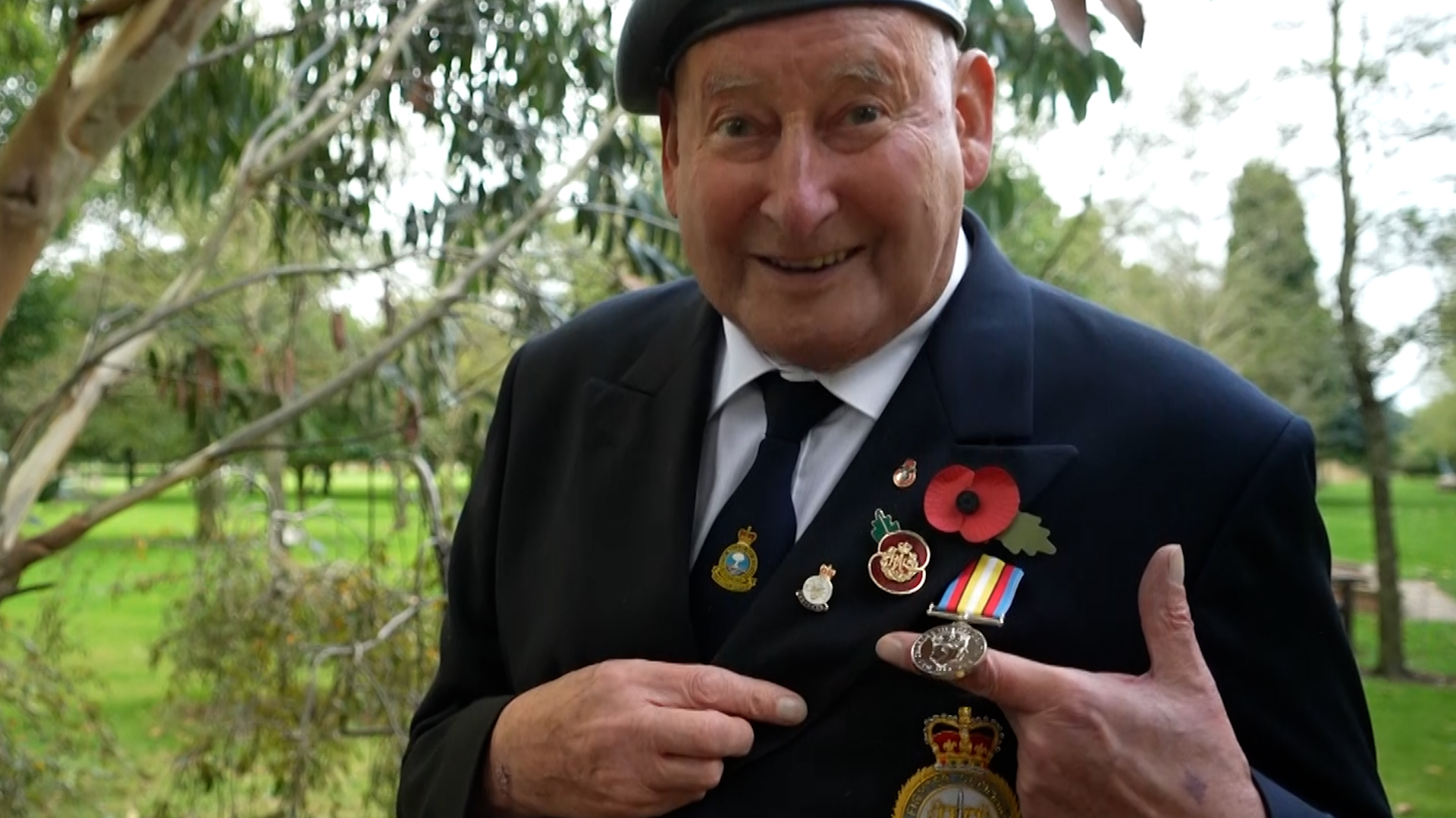 Nuclear test veteran Dick Bridges shows off his medal in public first time 01102023 CREDT BFBS.jpg