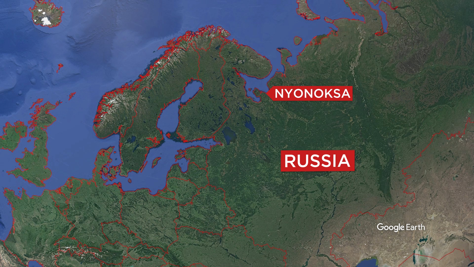 Nyonoksa is a test range for naval missiles (Picture: Google Earth).