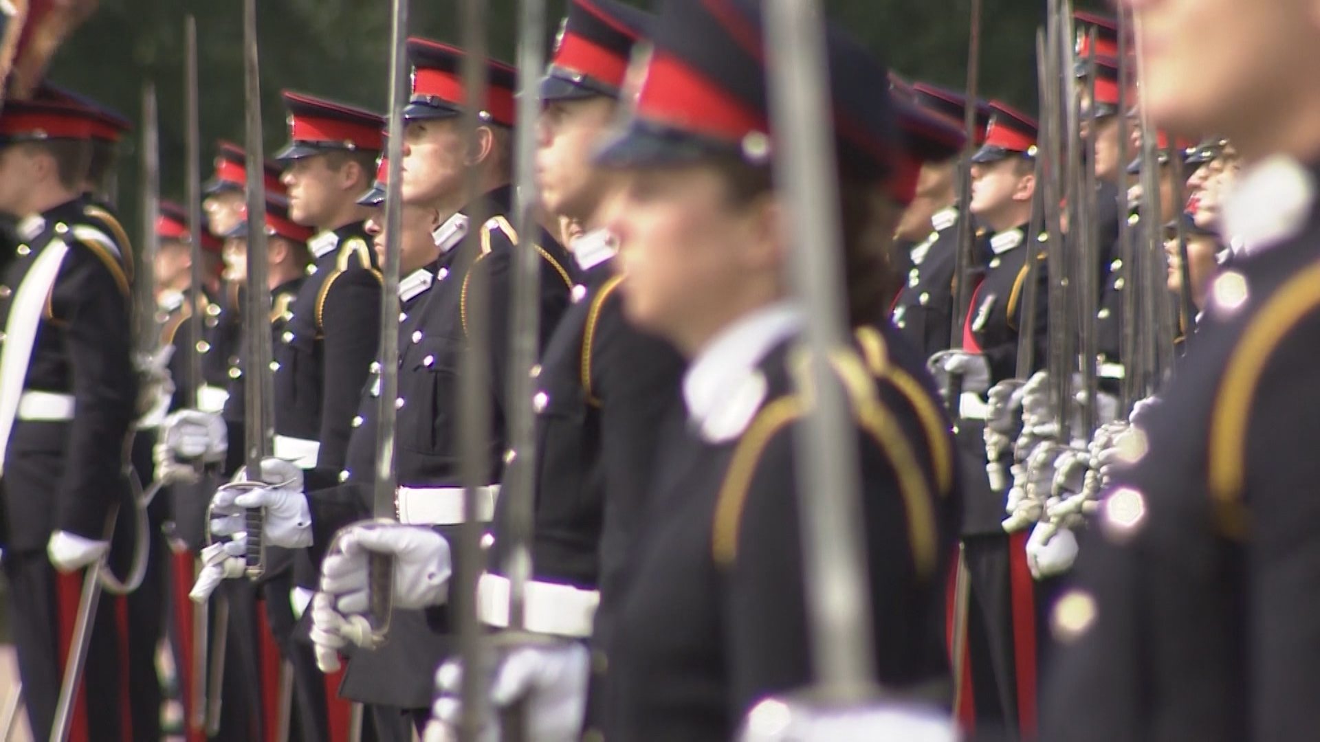 The cadets lined up on the parade square and were inspected by General Everard.
