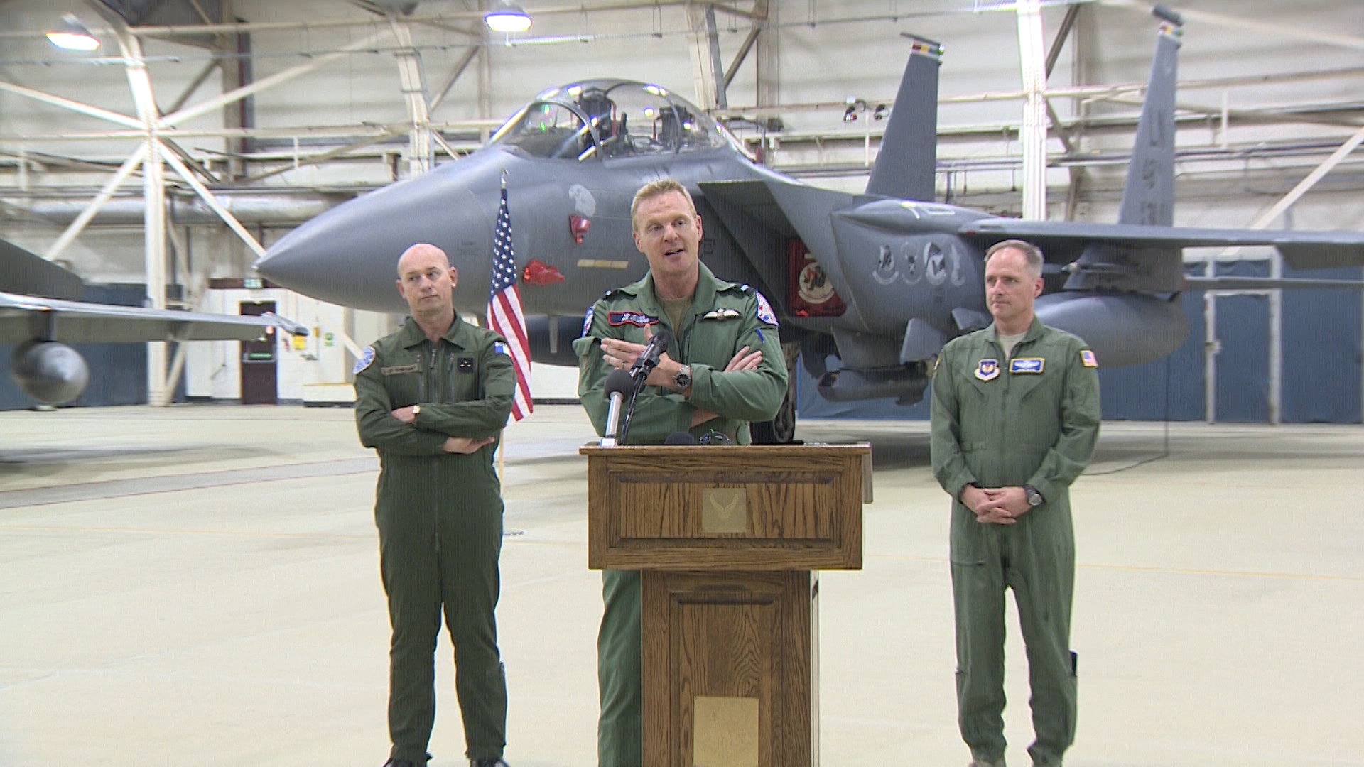 Officers from Royal, US and French Air Forces 281118 CREDIT BFBS