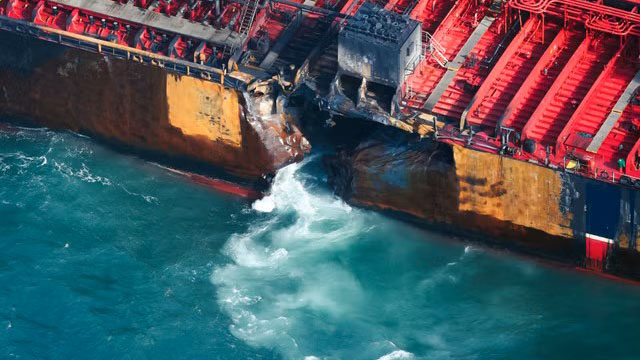 A tanker carried around 220,000 barrels of jet fuel in separate cargo tanks when it was struck (Picture: Reuters)