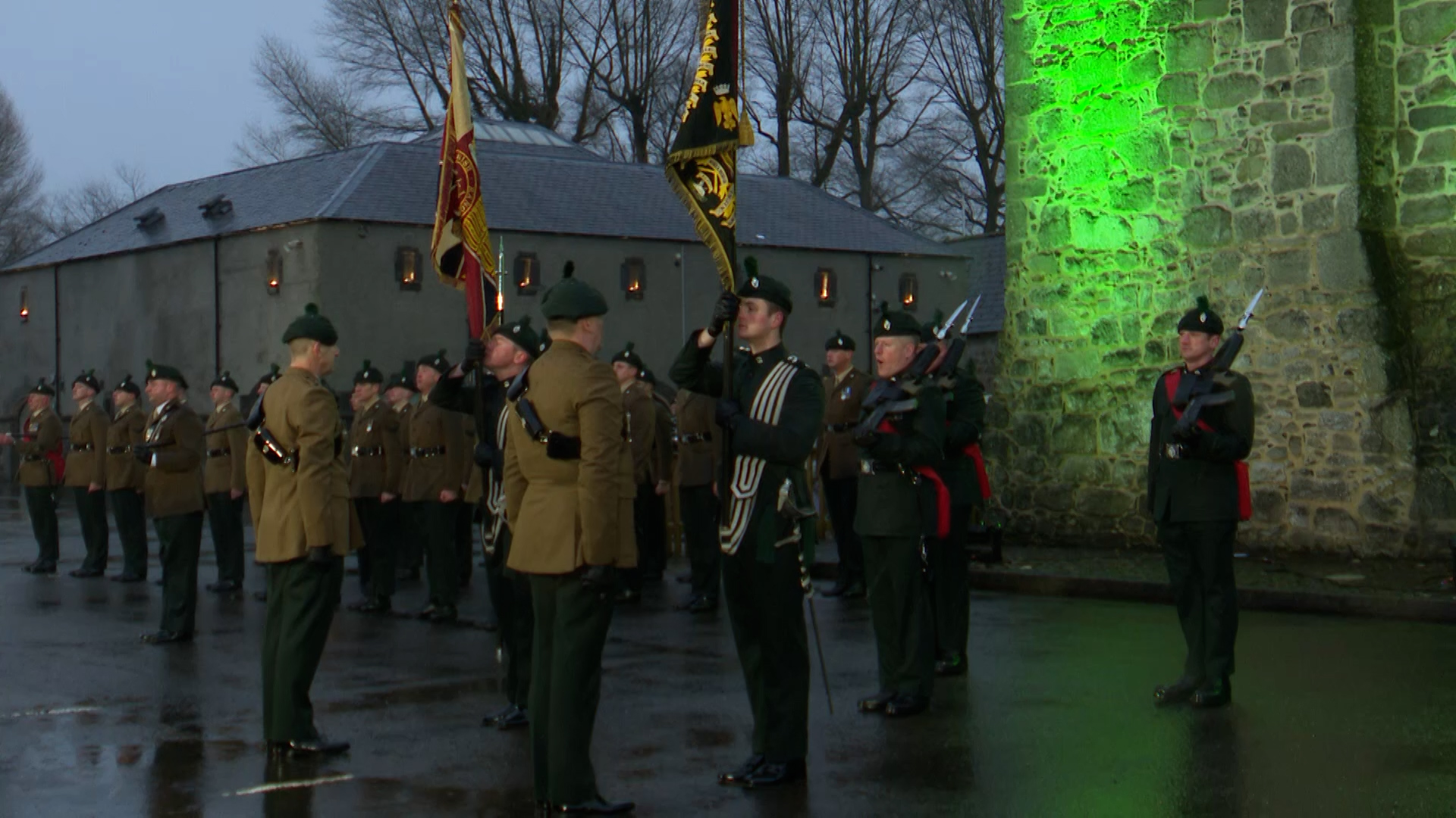 Old colours of the 2nd BattalionRoyal Irish Regiment laid to rest at Enniskillen Castle 20022022 CREDIT BFBS.jpg