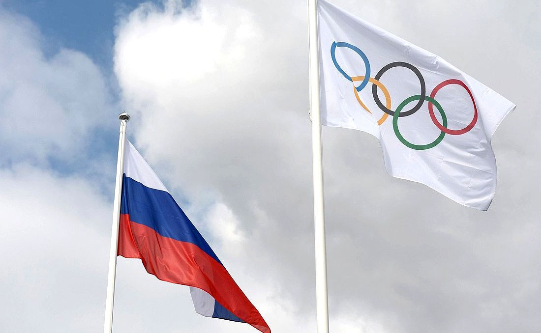 Olympic & Russian flags