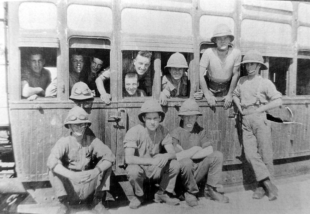 British soldiers on a trooping train within India during Third Afghan War