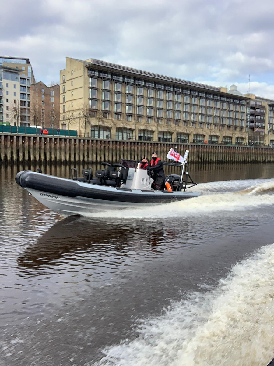 One of the new RHIBs belonging to HMS Calliope, in the River Tyne, which are set to be used to train Royal Navy reservists