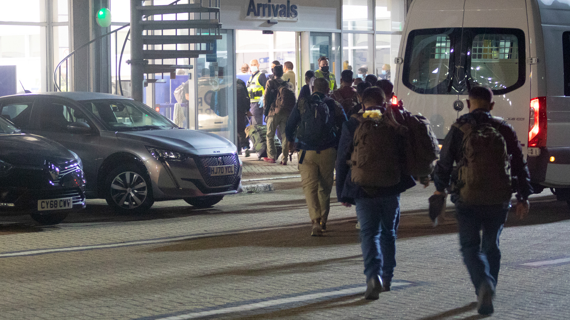 The first flight arrived on Sunday night
