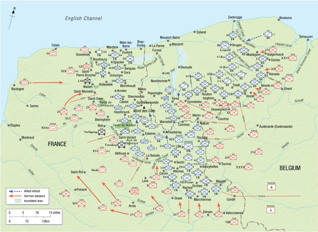 Opposing Forces around the Dunkirk-Lille pocket, 1800hrs 26 May