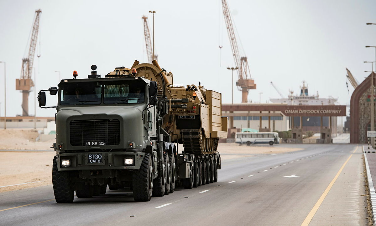 An Oshkosh 1070F carrying a CRARRV in Oman (picture: MOD)