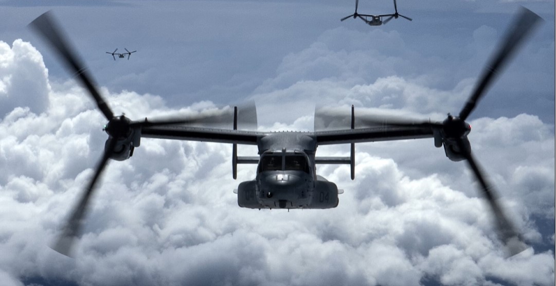 MV-22 US Marine OSpreys in flight