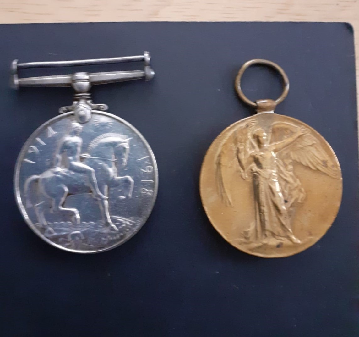 Sgt Charles Woolley's First World War British War Medal (left) and Victory Medal (right) (Picture: Joshua Whitehead).