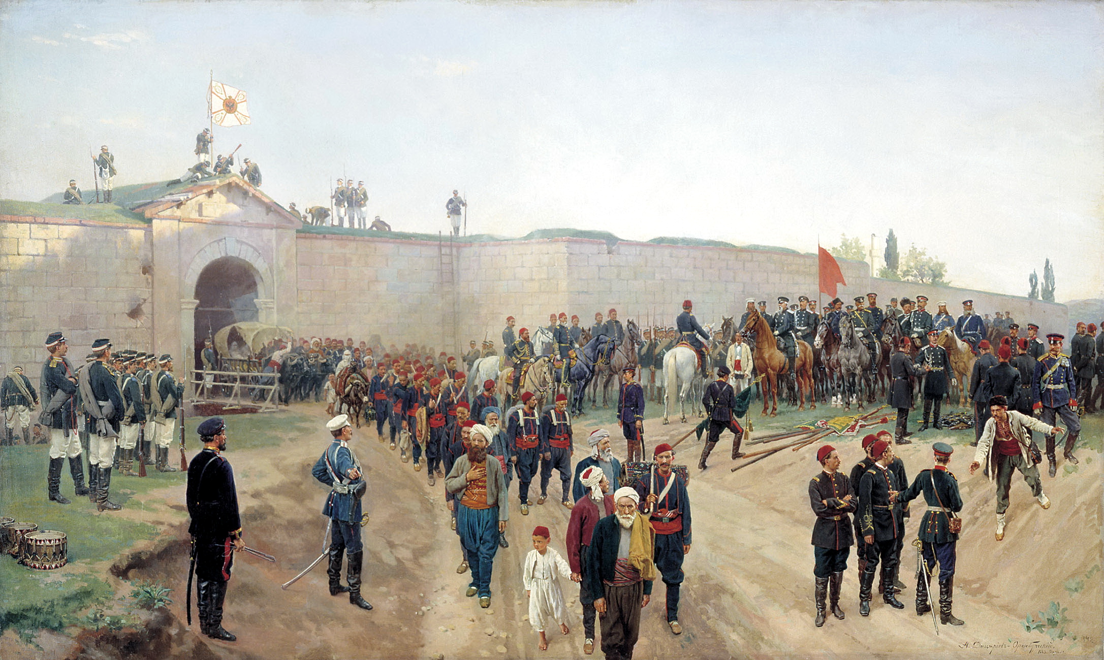 Ottoman capitulation at Nikopol, 1877 painting by Nikopol_dmitriev