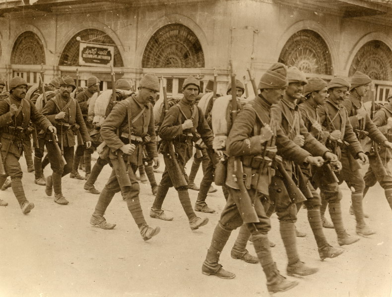 Ottoman troops marching in Aleppo Syria