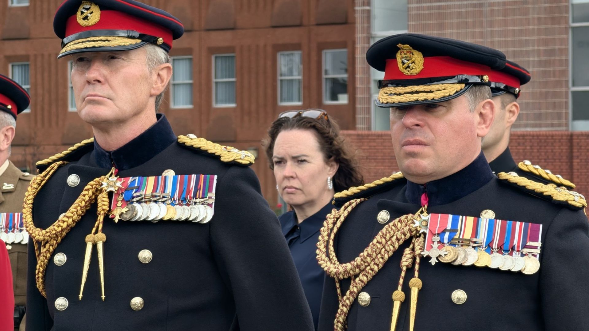 Outgoing Colonel of the Regiment, Lt Gen Zak Stenning (left) hands over responsibilities to Maj Gen Sam Humphris (Picture: BFBS)