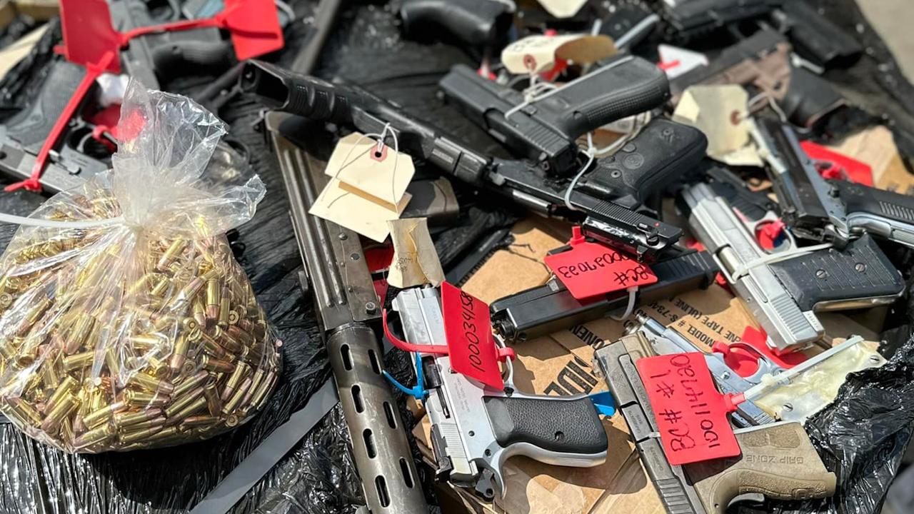 Small arms including handguns, shotguns and high-powered rifles have been sent to Ukraine by the Miami Dade Police Department (Picture: Maryan Zablotskiy Facebook).