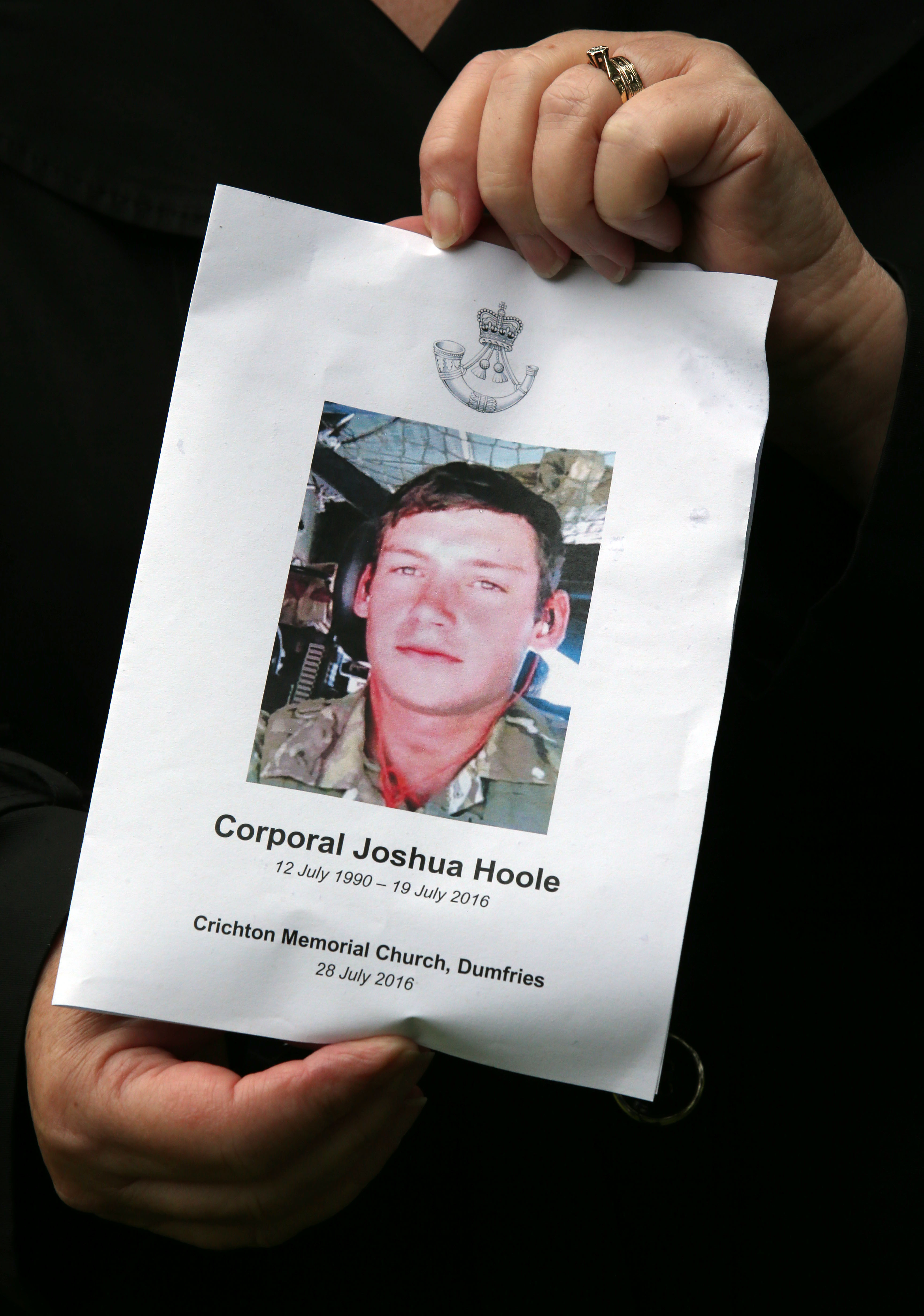 Corporal Josh Hoole died in July 2016