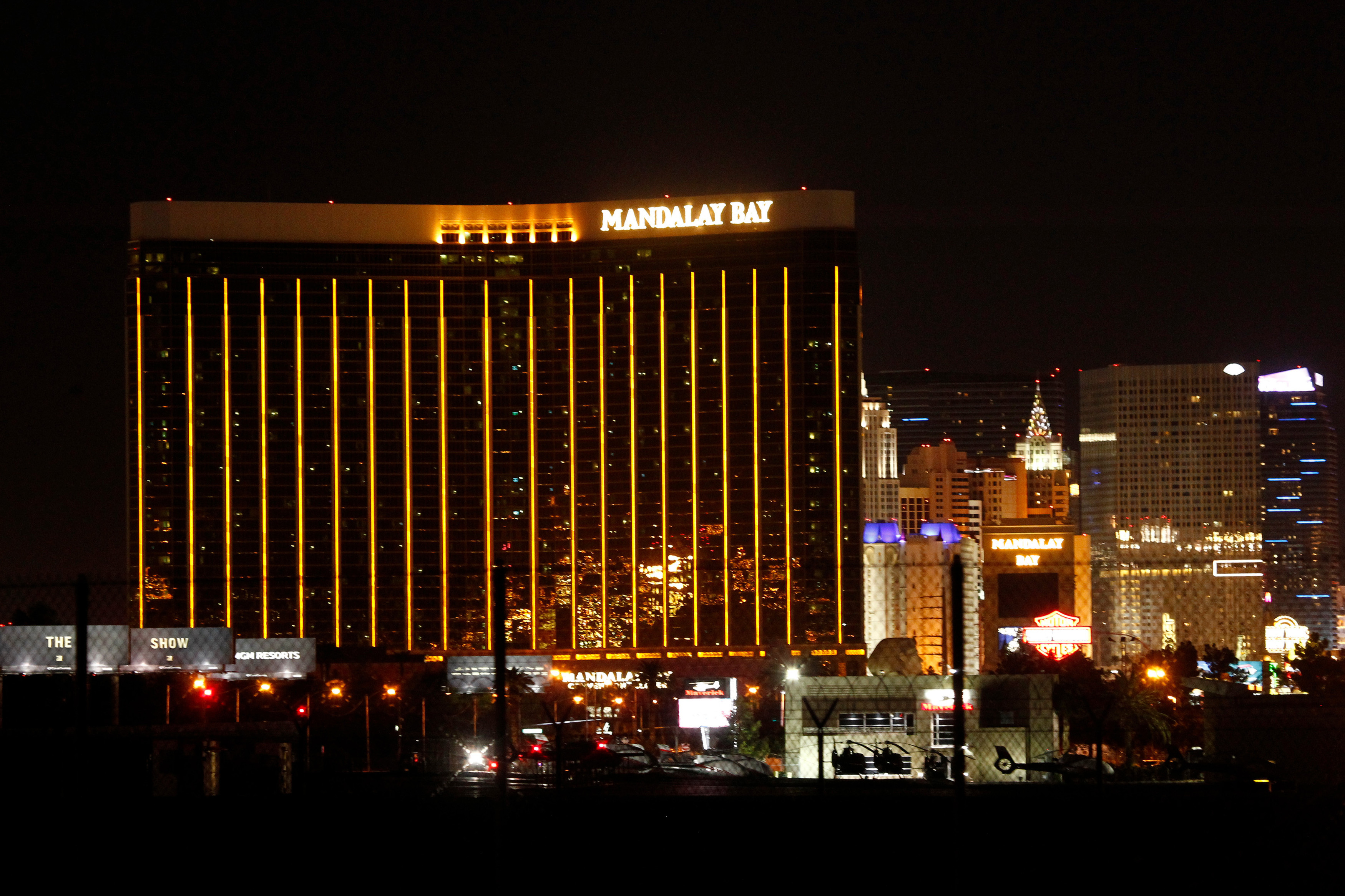 A view of the Mandalay Bay Resort and Casino after a shooting at the Route 91 Country Music festival in Las Vegas,