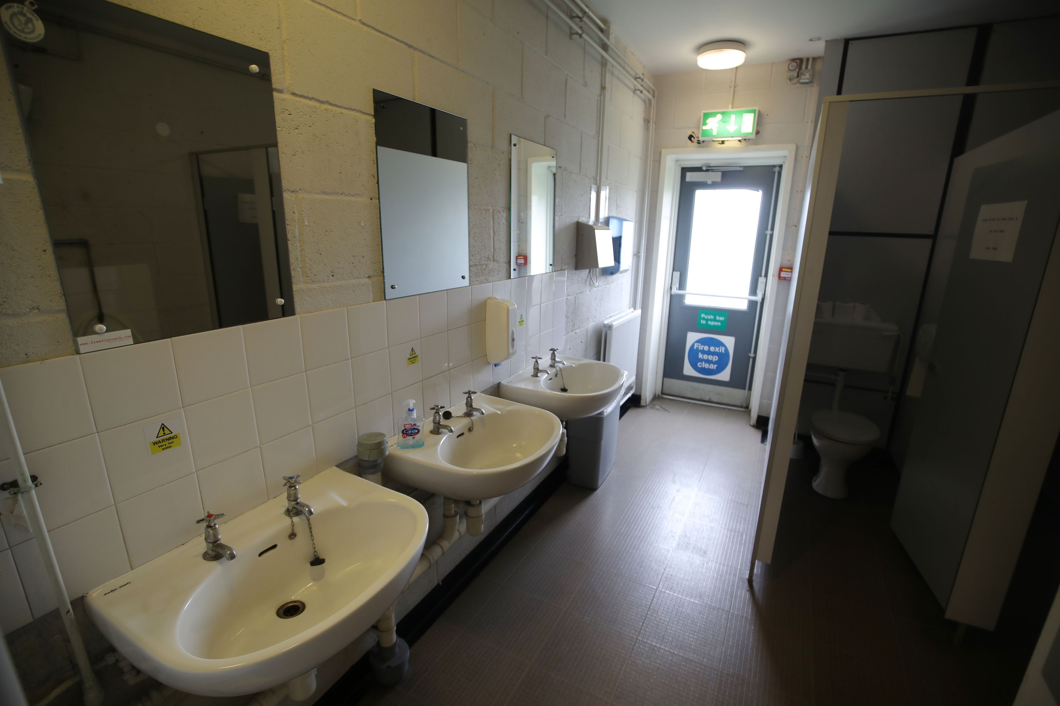 A view of the gentlemen's toilets at Netheravon Airfield in Wiltshire, where the prosecution allege that Army sergeant Emile Cilliers tampered with his wife's Victoria Cilliers parachute
