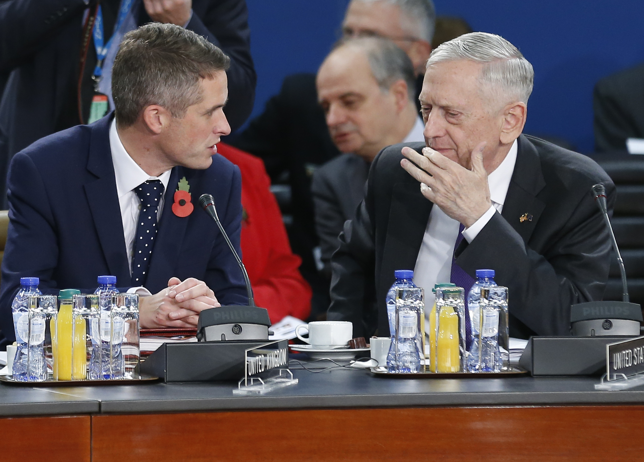 Defence Secretary Gavin Williamson with his US counterpart, Jim Mattis. Credit: PA