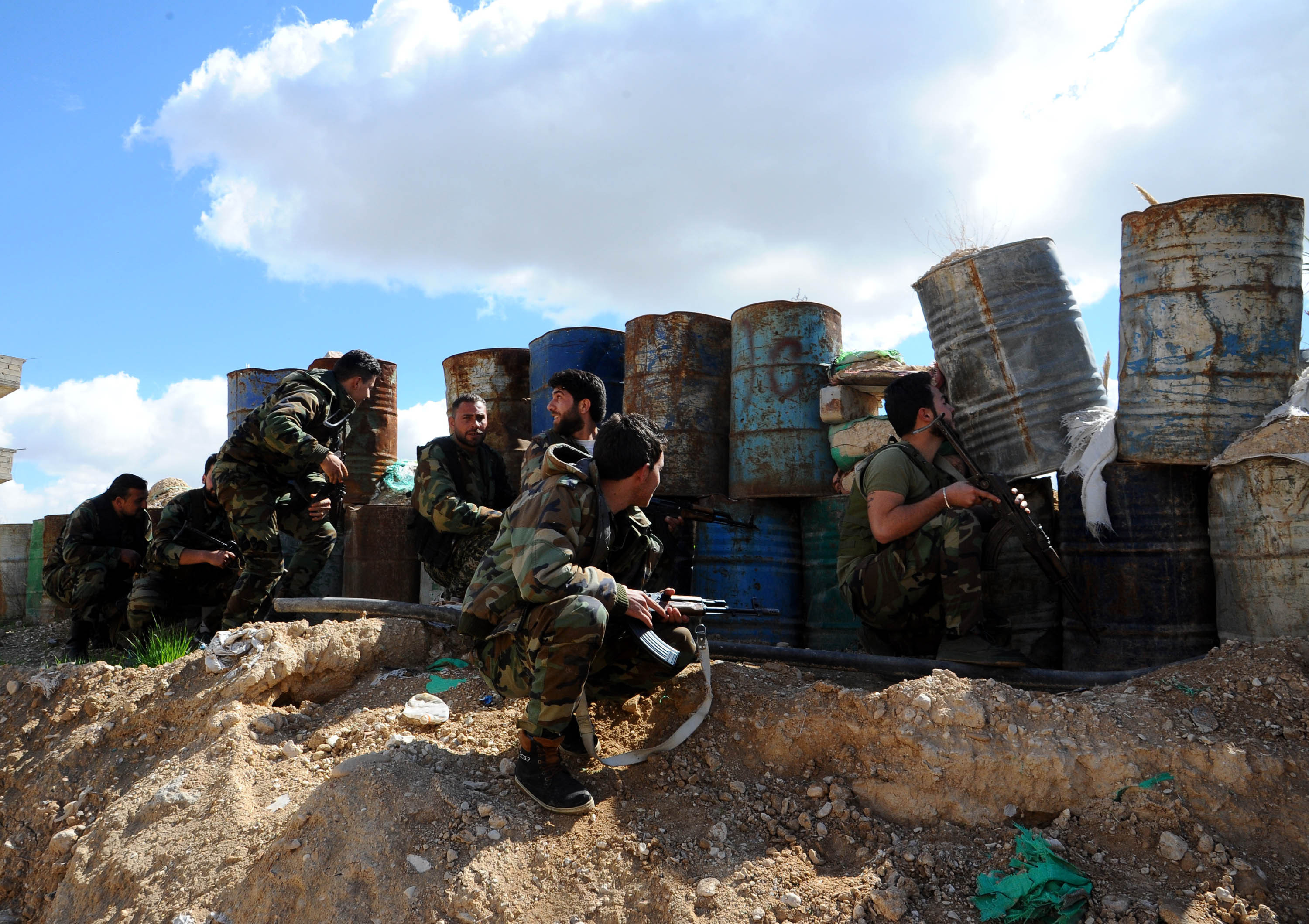 Syrian soldiers Ghouta Damascus Syria (PA IMAGE)