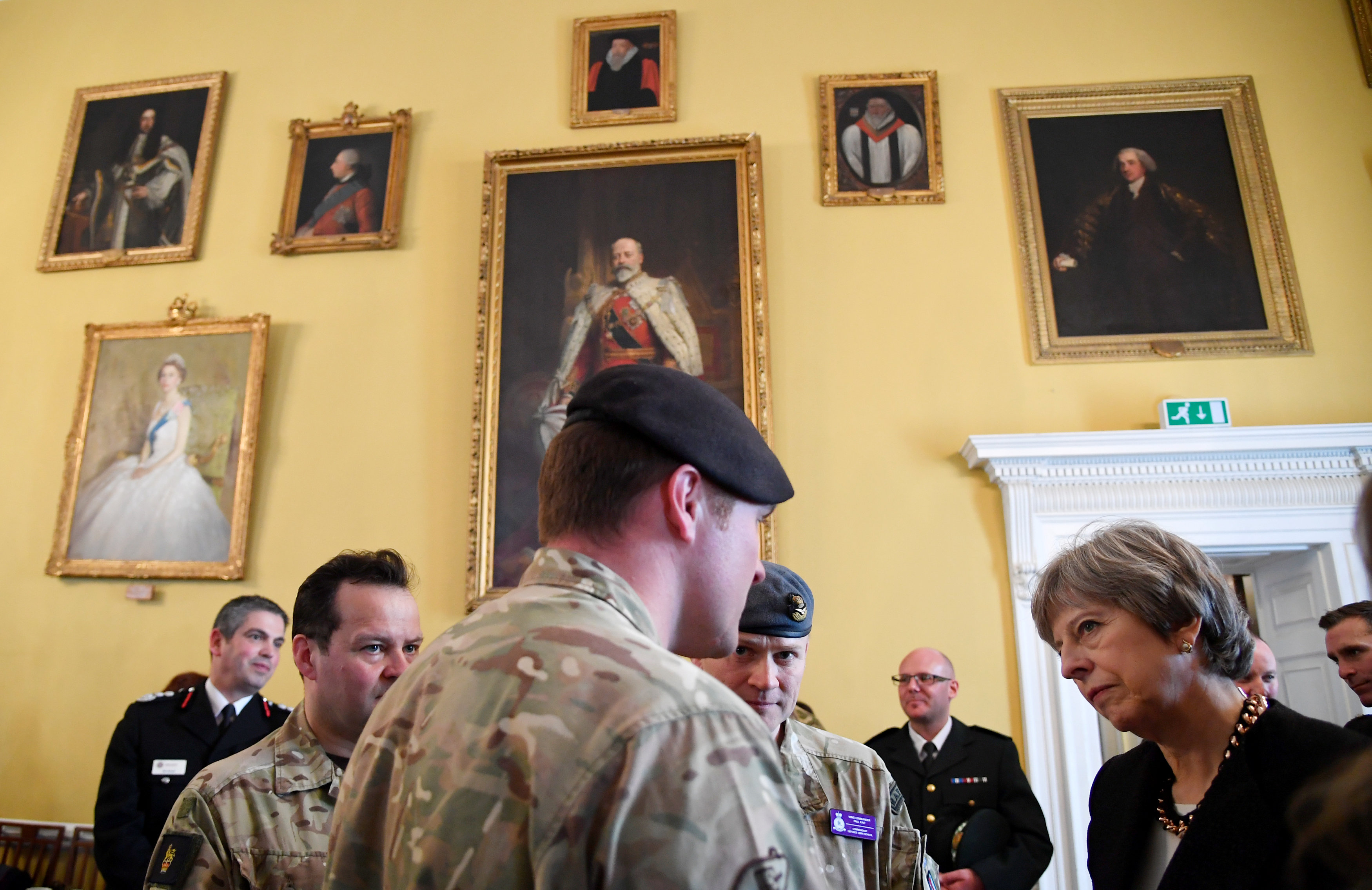 Theresa May Salisbury Visit Soldier PA